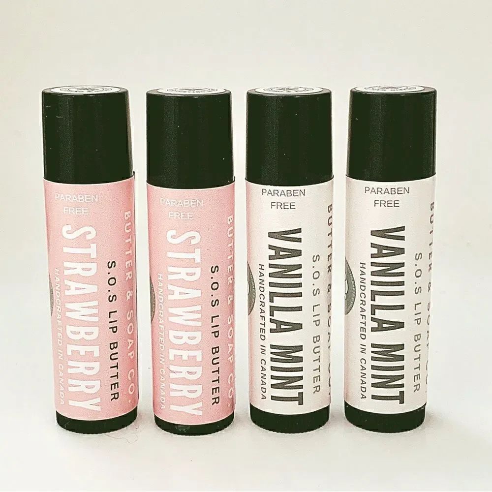🍓🍃4 Handmade Natural Super Moisturizing Lip Balms